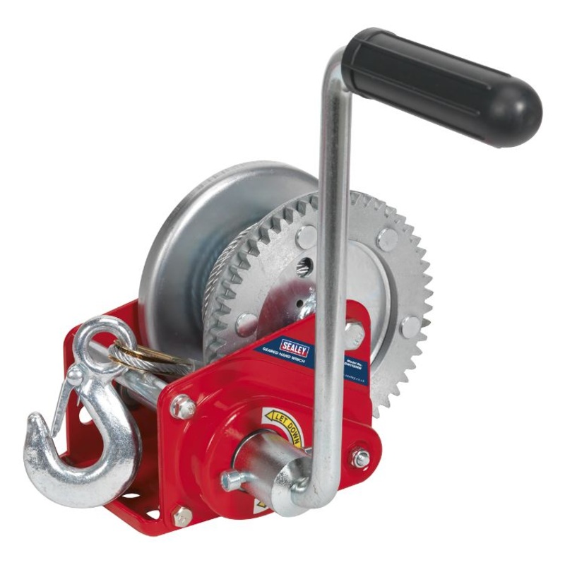 Sealey Geared Hand Winch, Brake & Cable 540kg Capacity