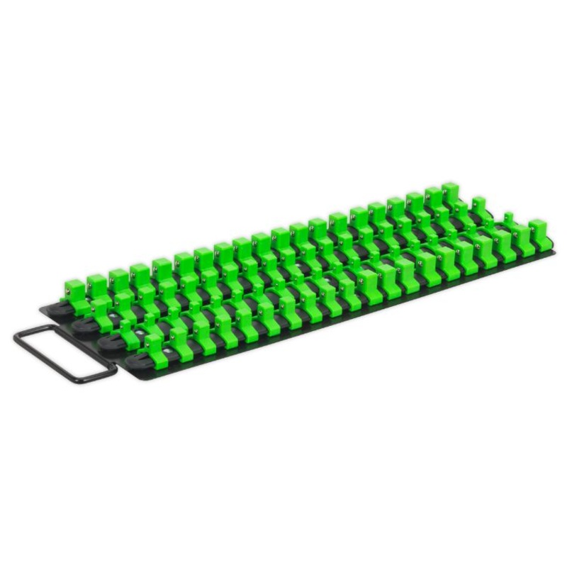 Sealey Socket Rail Tray 1/4″, 3/8″ & 1/2″ Sq Drive – Hi-Vis Green (Premier)