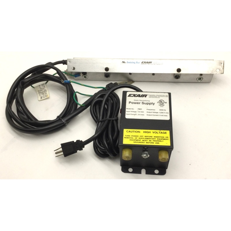 Used EXAIR Super Ion Air Knife With 111012 Ionizing Bar & 7901 Power Supply