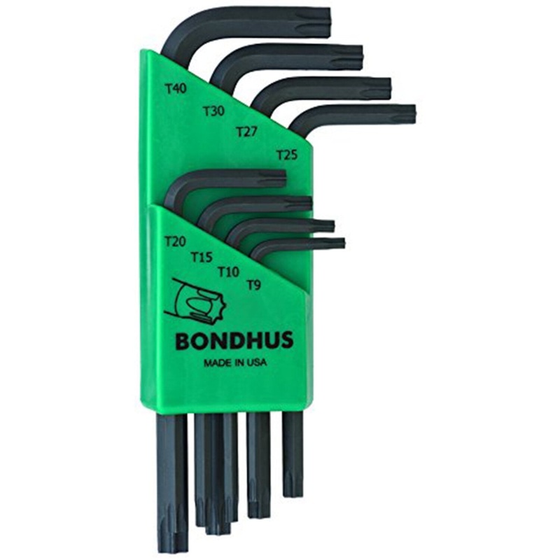 Bondhus 31734 Set of 8 Torx L-wrenches Short Length Sizes T9-T40