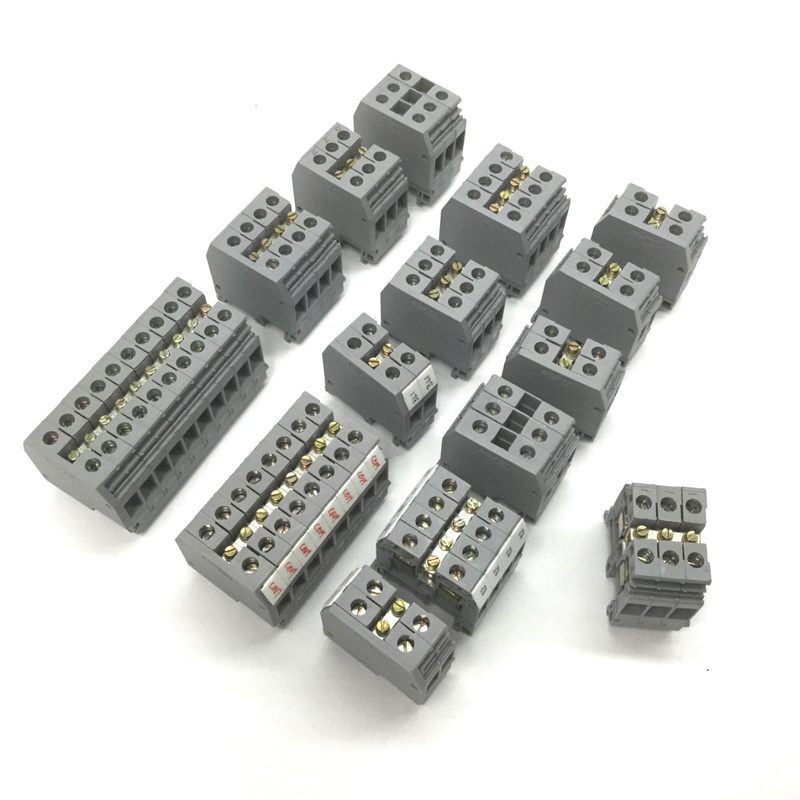 Used Lot of 55 Entrelec M6/8 5118 Screw Terminal Blocks, Rating: 600V 50A, Gray