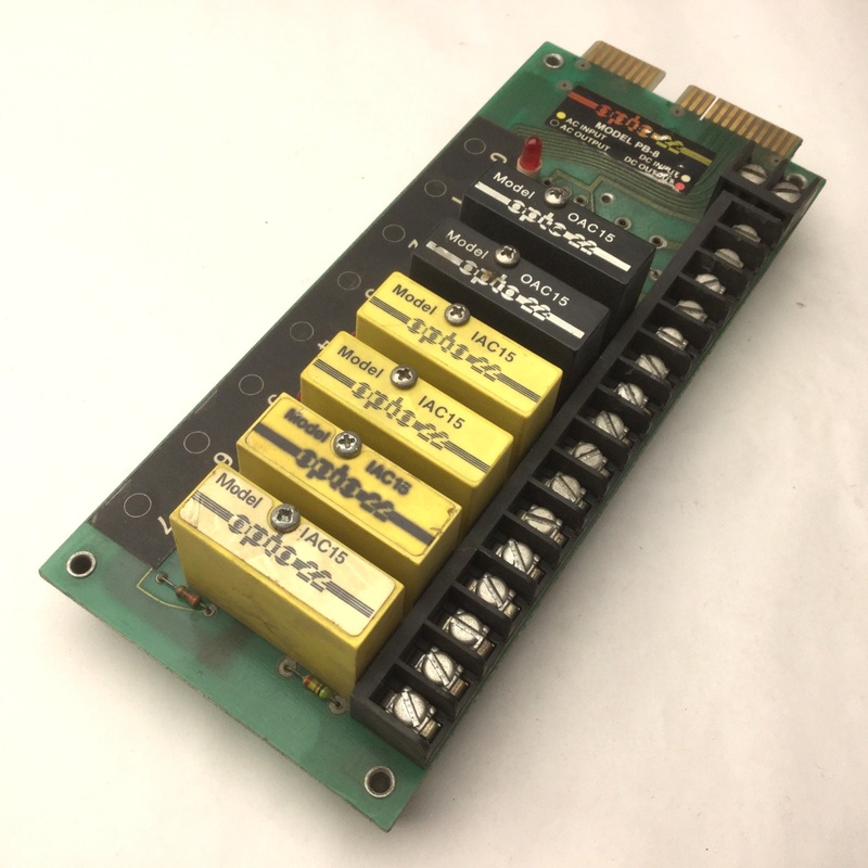 Used Opto 22 PB-8 Control Board, 8-Channel Rack, With 6 Relays, 2x OAC15, 4x IAC15