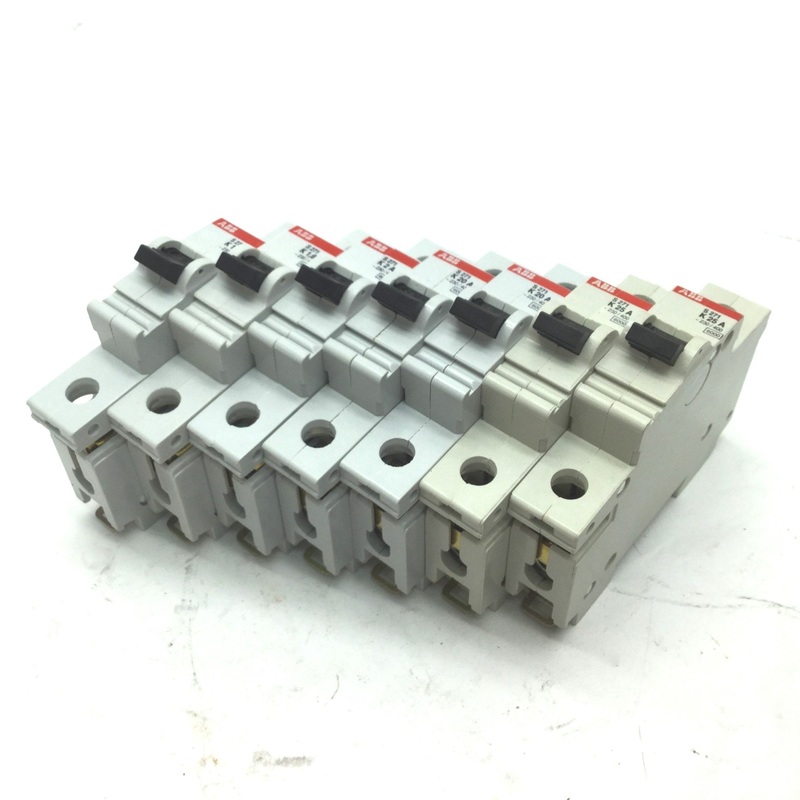 Used Lot of 7 ABB S271 Circuit Breakers 1-Pole, Rating: 230/400VAC, 1.6A 2A 20A 25A