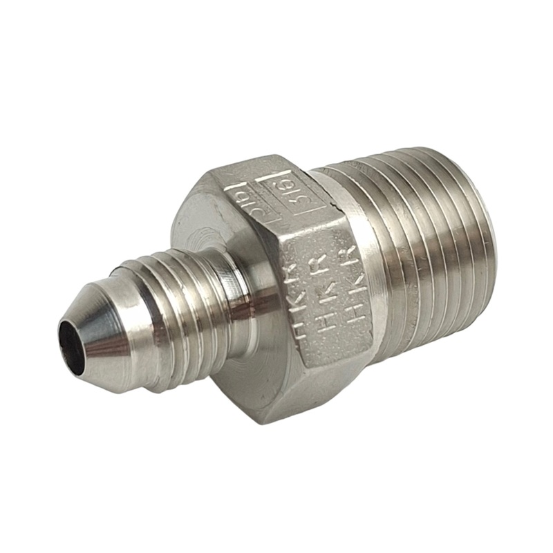 New  Open box SSP J4-6C Male Connector Fitting, 1/4in Male SAE 37 Flare to 3/8in NPT Male