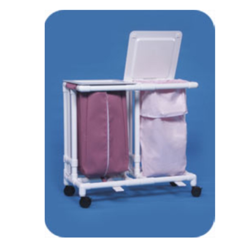 Pvc Hamper Stand, Double, 35″ Hgt., With Lid & Foot Pedal #PVC2HSFP