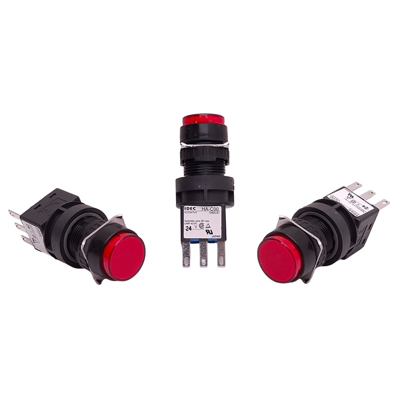 New Lot of 3 Idec LA1P-1C04R Indicator Pilot Lamp Switch, 24VDC/VAC, Red, 16mm