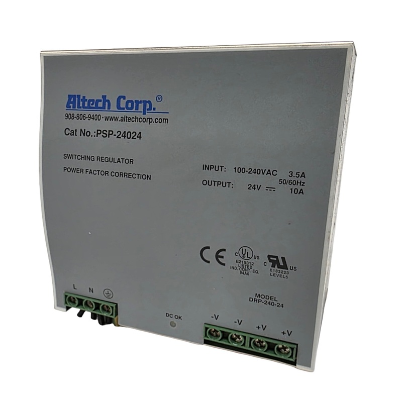 Used Altech Corp PSP-24024 Switching Mode Power Supply In 100-240VAC Out 24VDC 10A