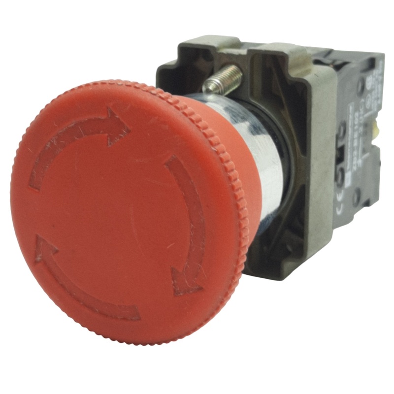 Used Telemecanique ZB4BS844 Red Maintained E-Stop Button 22mm, 2NC, 600V, 10A