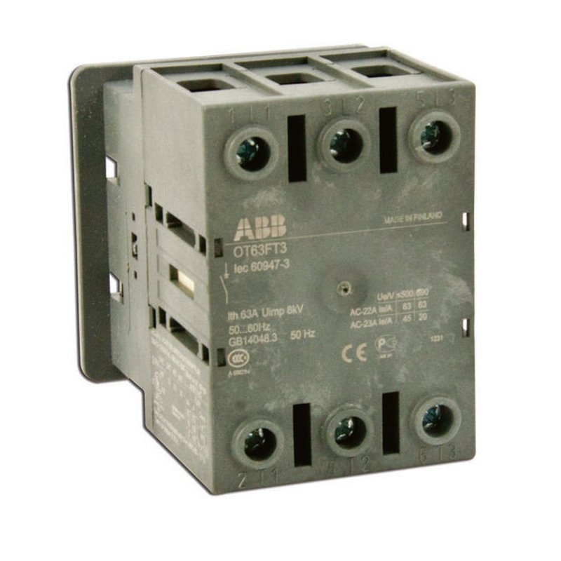 Disconnect switch, Non-Fused, 80A, 3P, 690VAC, Front Operated By ABB OT80FT3