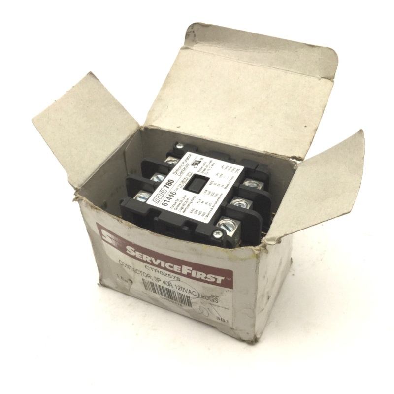 New  Open box Service First CTR02578 Definite Purpose Contactor 3-Phase 40A Coil: 110-120VAC