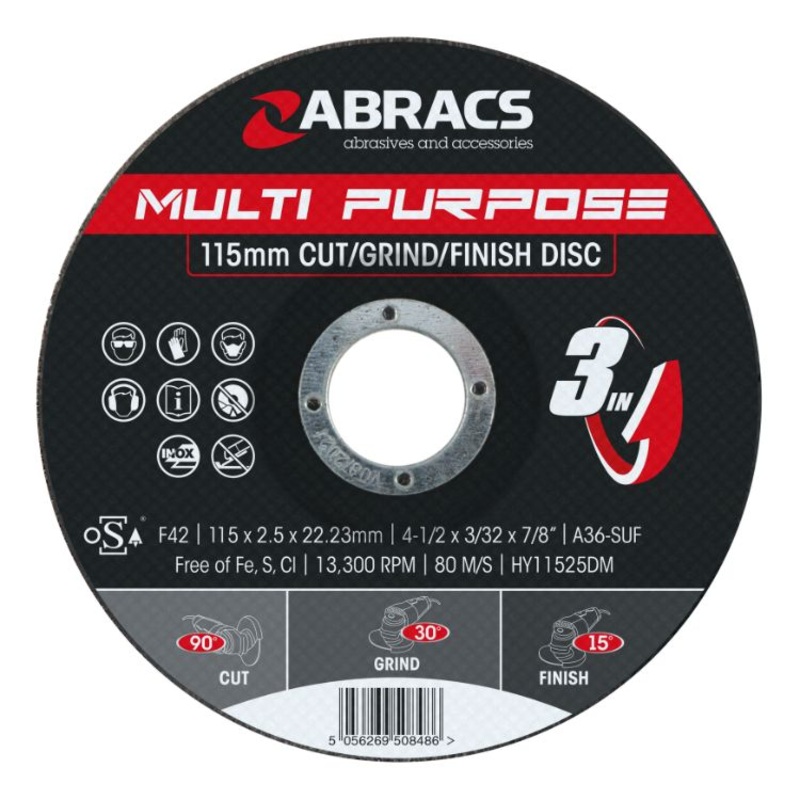 Abracs Hybrid “3in1” Multi Disc 115 x 2.5 x 22mm DPC Metal
