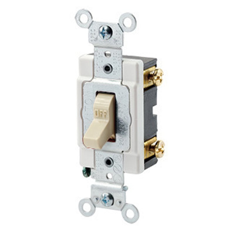 Heavy Duty Single-Pole Switch, 20A, 120/277V, Ivory, Industrial Grade By Leviton 1221-SI