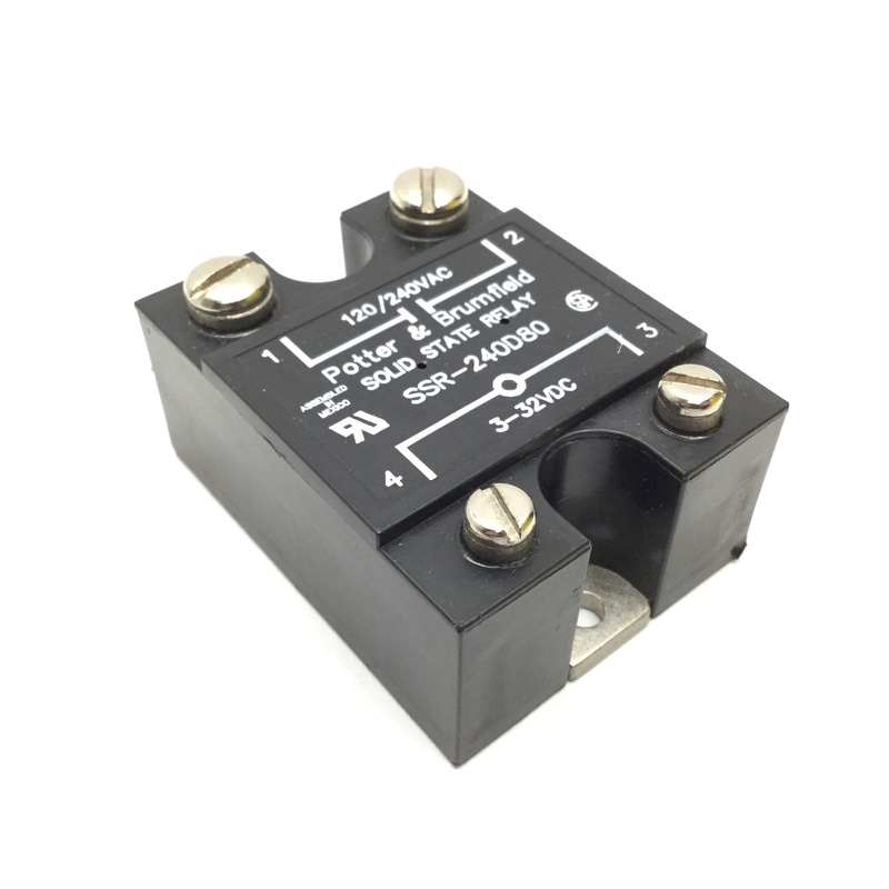 New Potter & Brumfield SSR-240D80 Solid State Relay, In 3-32VDC, Out 120/240VAC 80A