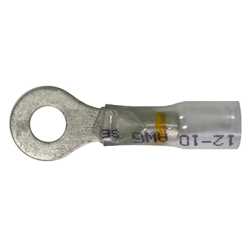 Optiseal Clear Heat Shrink & Crimp Yellow Ring Terminal 12-10 Gauge 1/4 Stud – 10 to 500 Pack