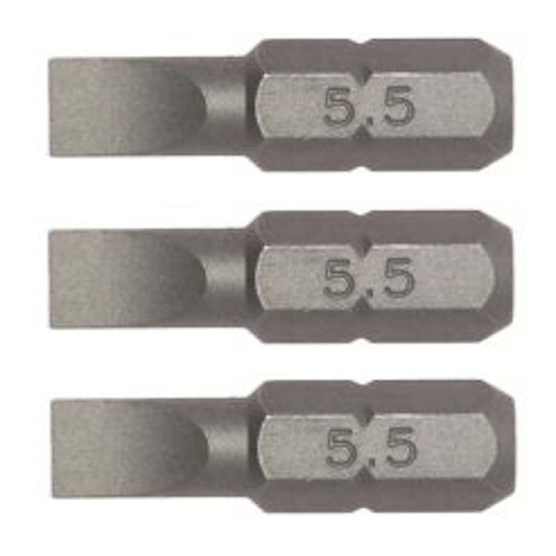 Teng Bit 5.5 x 1.0mm Flat 25mm 1/4″ Hex Drive 3pcs
