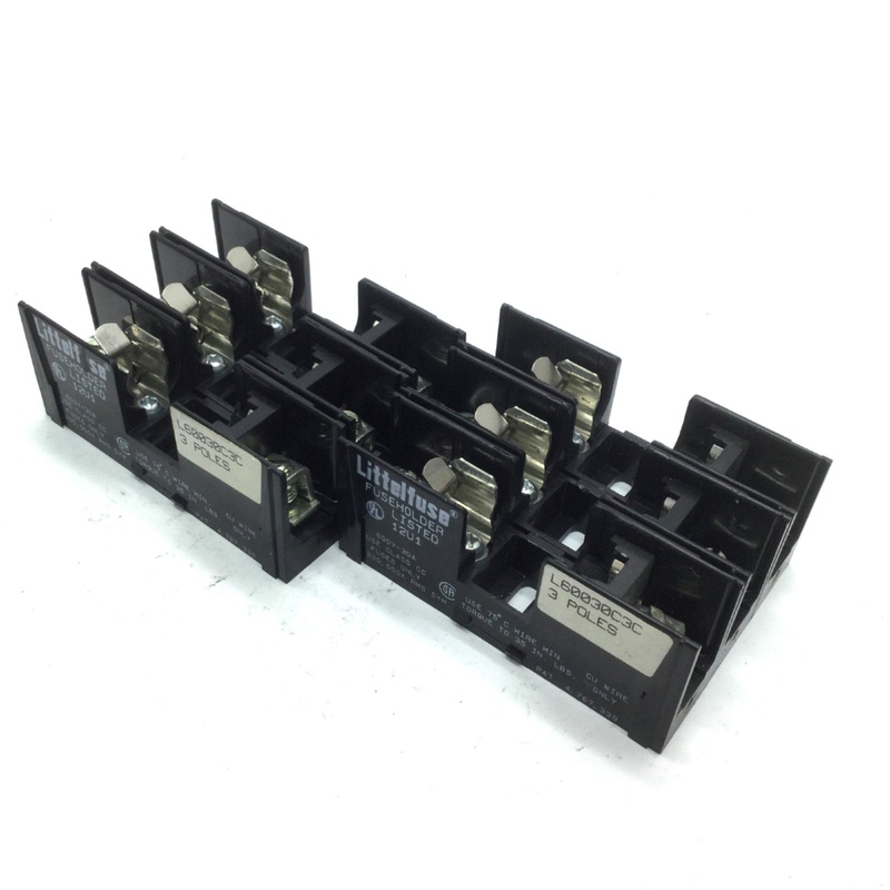 Used Lot of 2 Littelfuse L60030C3C Fuse Holder Block 3-Pole 600V 30A