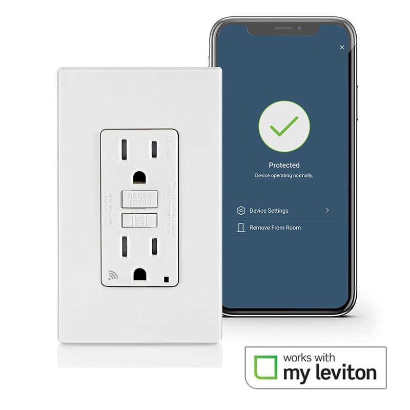 15 Amp SmartlockPro Wi-Fi Certified Smart GFCI Receptacle/Outlet, White By Leviton D2GF1-KW