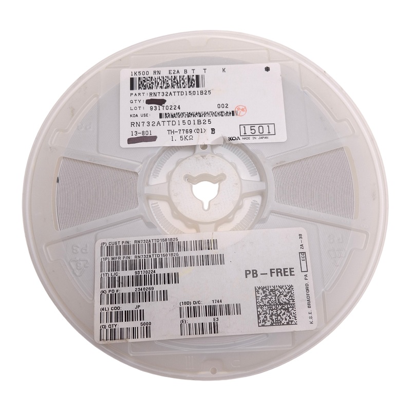 New Lot of 4000 KOA Speer RN732ATTD1501B25 Chip Resistor, 1.5k Ohms  0.1%, 1/10W