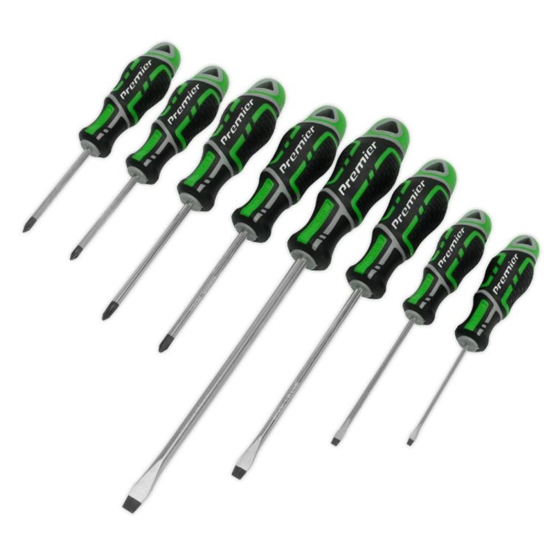 Sealey Screwdriver Set 8pc GripMAX – Hi-Vis Green (Premier)