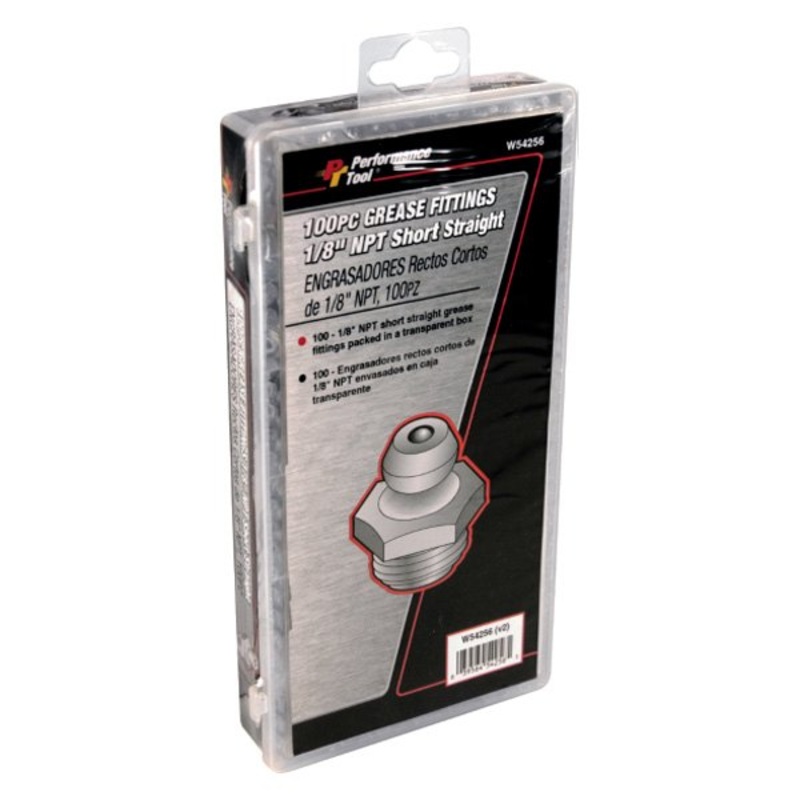 Short Straight Grease Fittings 1/8″ NPT x -27 SAE – 100 Pack