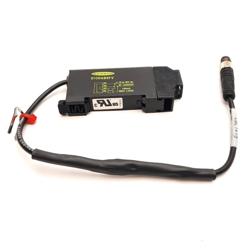 Used Banner Engineering D12DAB6FV AC-Coupled Fiber Sensor, 10-30VDC 60mA, 1NPN + 1PNP