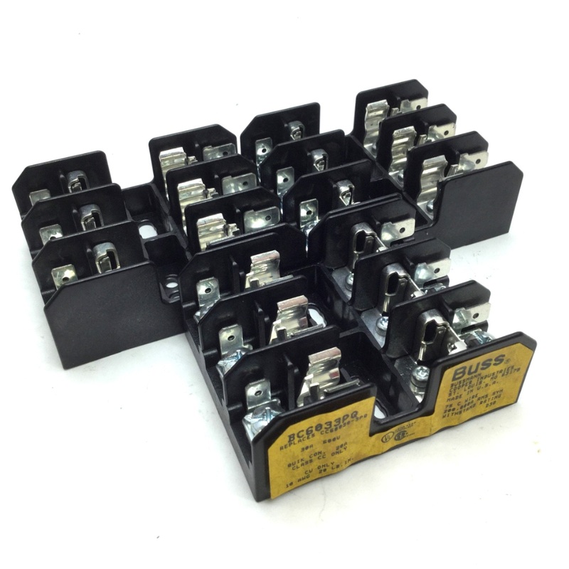Used Lot of 3 Cooper Bussmann BX6033PQ Glass Fuse Block 600V 30A for Class CC