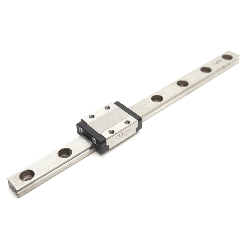 Used Nippon Bearing SEB9A Ball Bearing Carriage w/ 6in Rail, 10mm x 5.5mm x 28.1mm