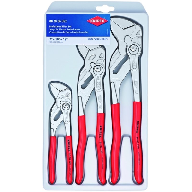 3 Pc Pliers Wrench Set (7″, 10″, & 12″) By Knipex 00 20 06 US2