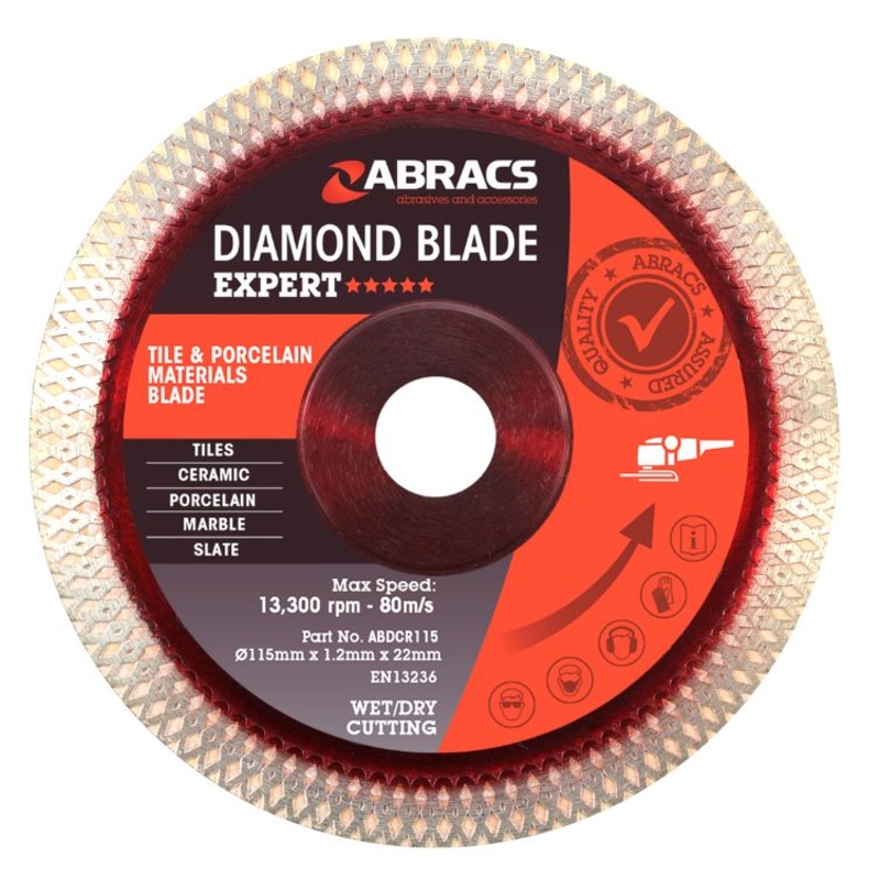 Abracs Tile & Porcelain Cutting Diamond Blade 115mm x 1.2mm x 22mm