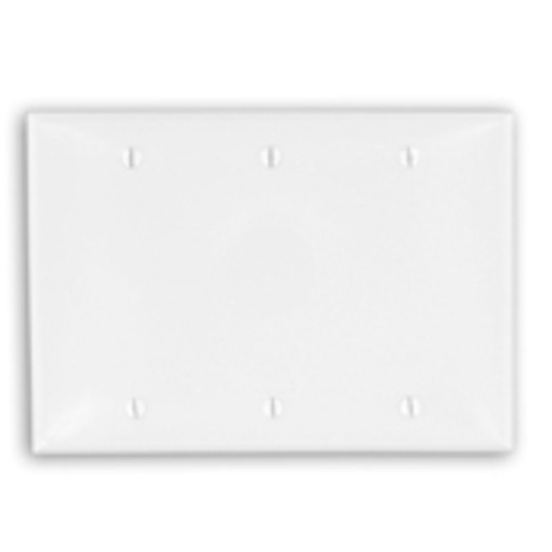 Blank Wallplate, 3-Gang, Nylon, White, Standard, Box Mount By Leviton 80735-W