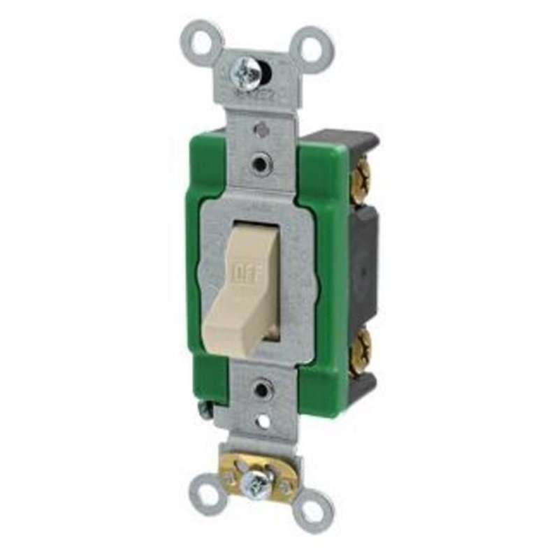 Single-Pole Toggle Switch, 30A, 120/277V, Ivory, Specification Grade By Leviton 3031-2I
