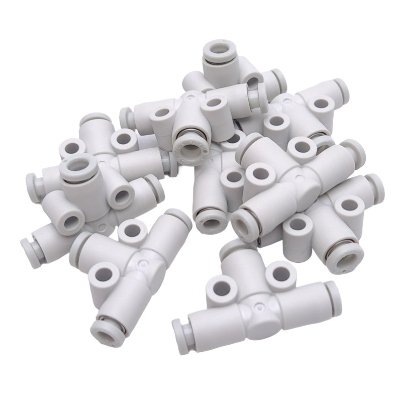 New Lot of 10 SMC KQ2T23-04A Pneumatic Tee One-Touch Fittings, 3.2mm to 4mm, 1 MPa