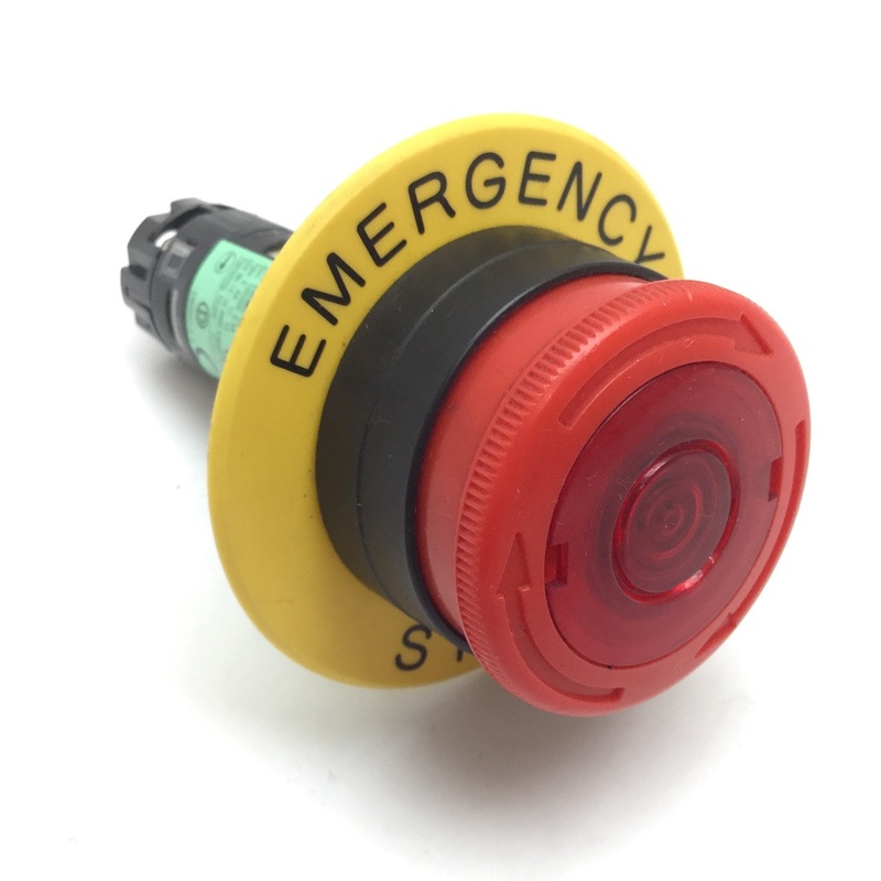 Used IDEC HW1E-TV4F02QD-R-24V E-Stop Pushbutton, 2-Pole, N.C., LED, 250VAC/125VDC