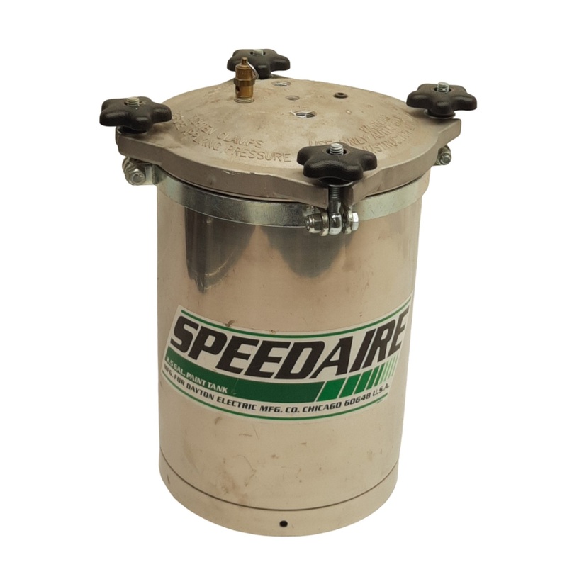 Used Speedaire 6Z899 Stainless Steel Paint Tank, 2.5gal/1 Gal Can, 50psi Max Pressure