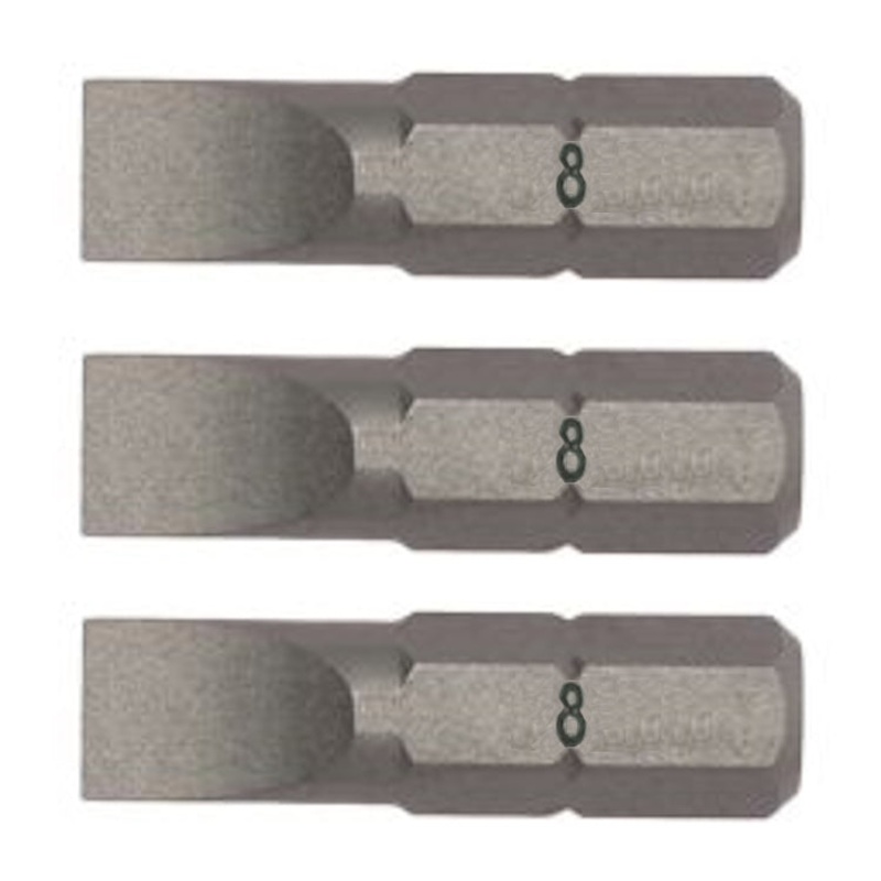 Teng Bit 8.0 x 1.6mm Flat 25mm 1/4″ Hex Drive 3pcs