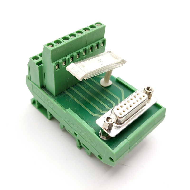 Used Phoenix Contact FLKMS-D15 Breakout Board, 15-Pin D-Sub Female to Screw Terminals