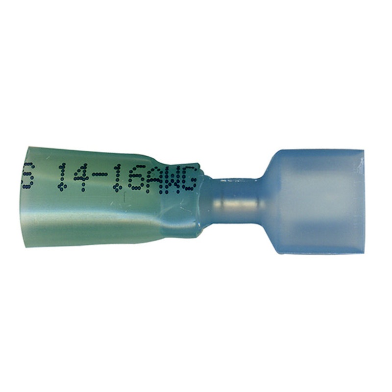 Heat Shrink & Crimp Blue Fully Insulated Male Quick Disconnect 16-14 Gauge .187 Tab – 10 to 500 Pack