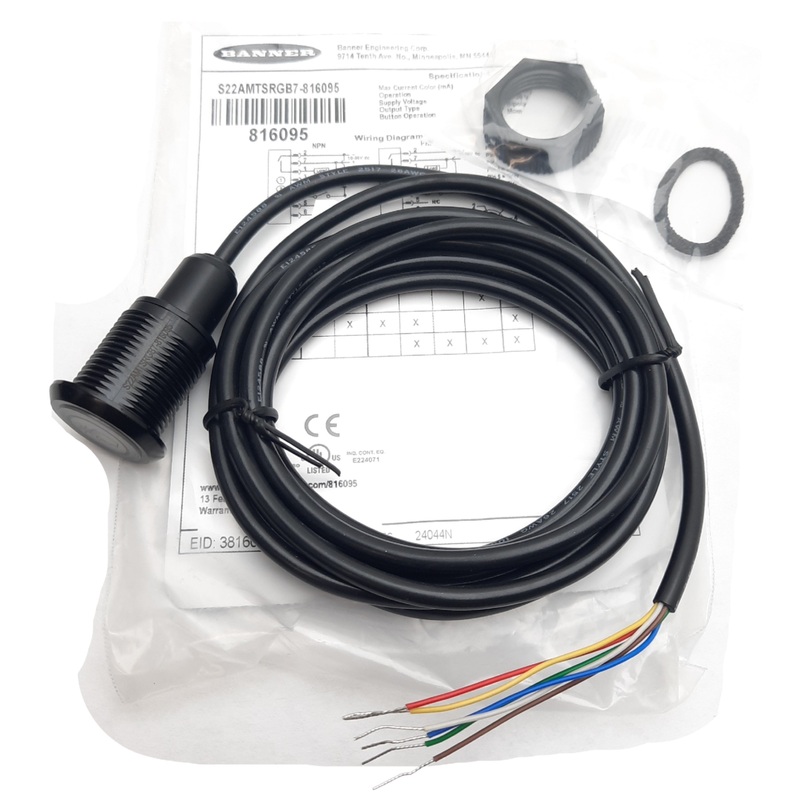 New Banner S22AMTSRGB7 Programmable Touch Button 10-30VDC Supply 80mA NO NPN/PNP Out