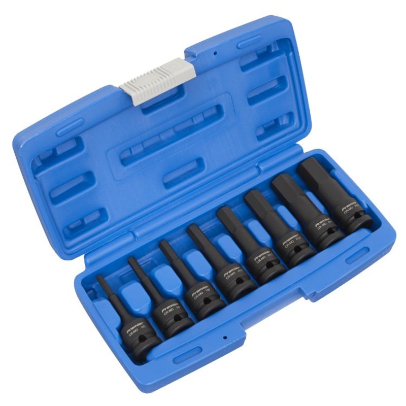 Sealey Impact Hex Socket Bit Set 8pc 1/2″ Drive (Premier)
