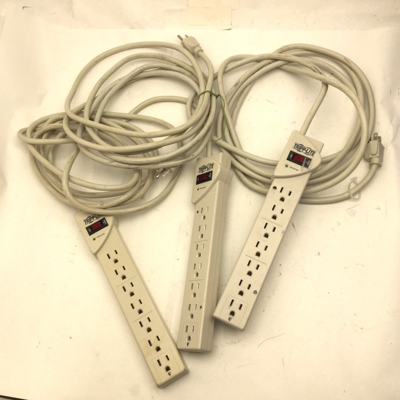 Used Lot of 3 TRIPP LITE TLP712 Outlet Surge Protectors, 125VAC, 50/60Hz, 15A