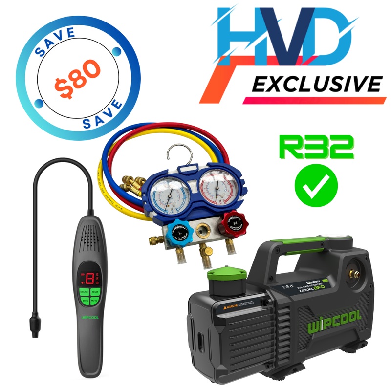 HVACDIRECT New R32 Refrigeration & HVAC Split System Install Kit (Pump, Leak Detector & Manifold Set)