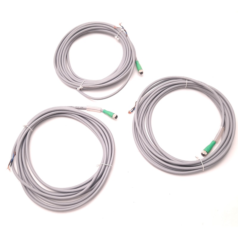 Used Lot of 3 Pepperl & Fuchs 109023 Connector Cable, 3-Pin M8 Female, V3-GM-5M-PVC