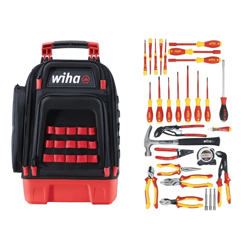 Wiha Tools 91871 Journeyman Electrician’s Insulated Tool Kit in Heavy Duty Backpack, 30 Pc.