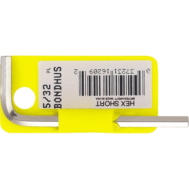 Bondhus 16212 1/4″ x 3.3″ Hex Tip Key L-Wrench with BriteGuard Finish, Tagged and Barcoded, Short Arm, 5 Pack