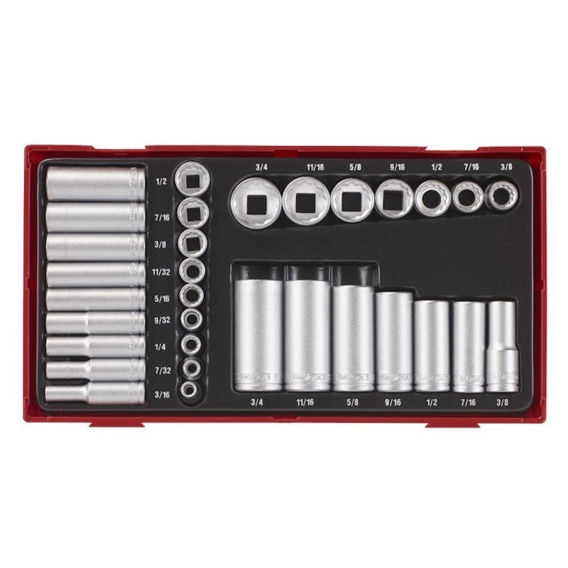 Teng Socket Set 1/4″ and 3/8″ Drive 12pt AF 32pcs