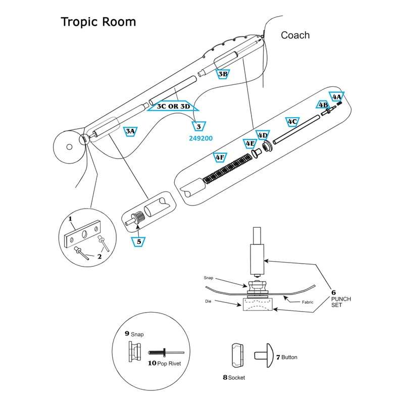 Zip Dee Tropic Room Complete Pole Assembly, Standard Quantity 2 – 249200