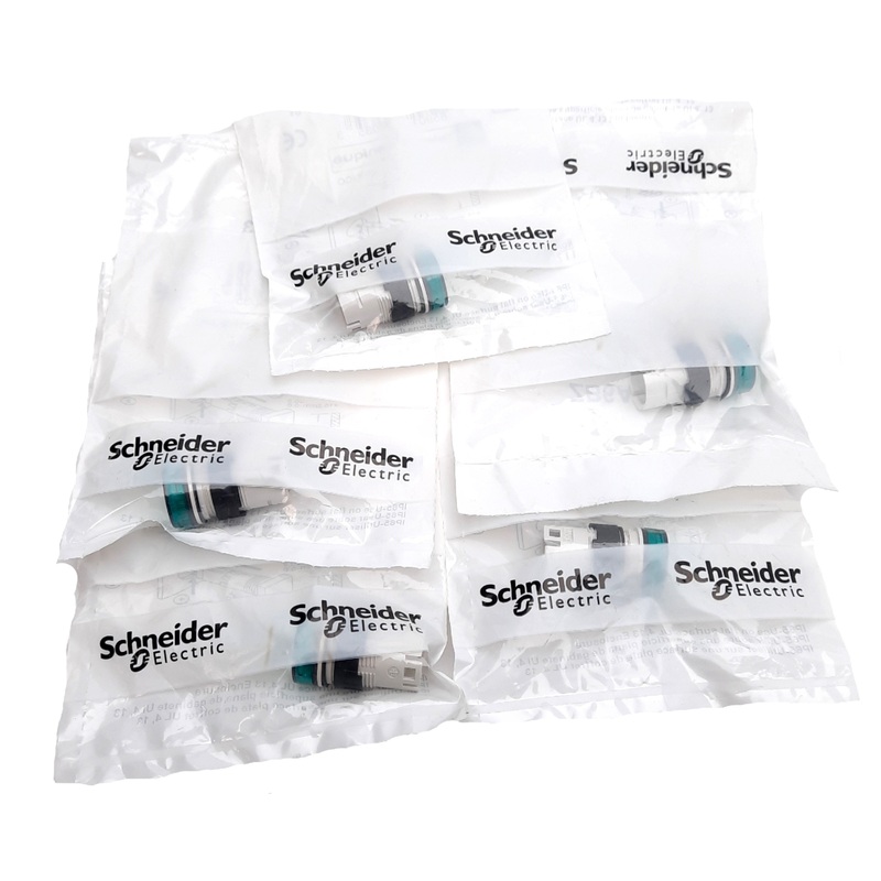 New Lot of 5 Schneider Electric ZB6AV3 Green Pilot Light Head For Harmony XB6, 16mm