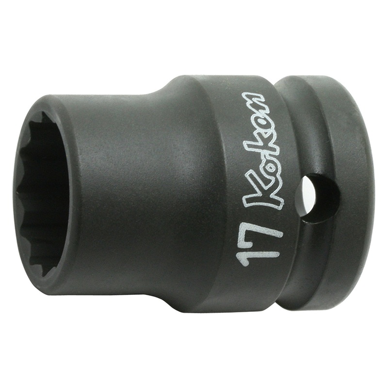 1/2 Sq. Dr. Socket  17mm 12 point Length 38mm Thin walled