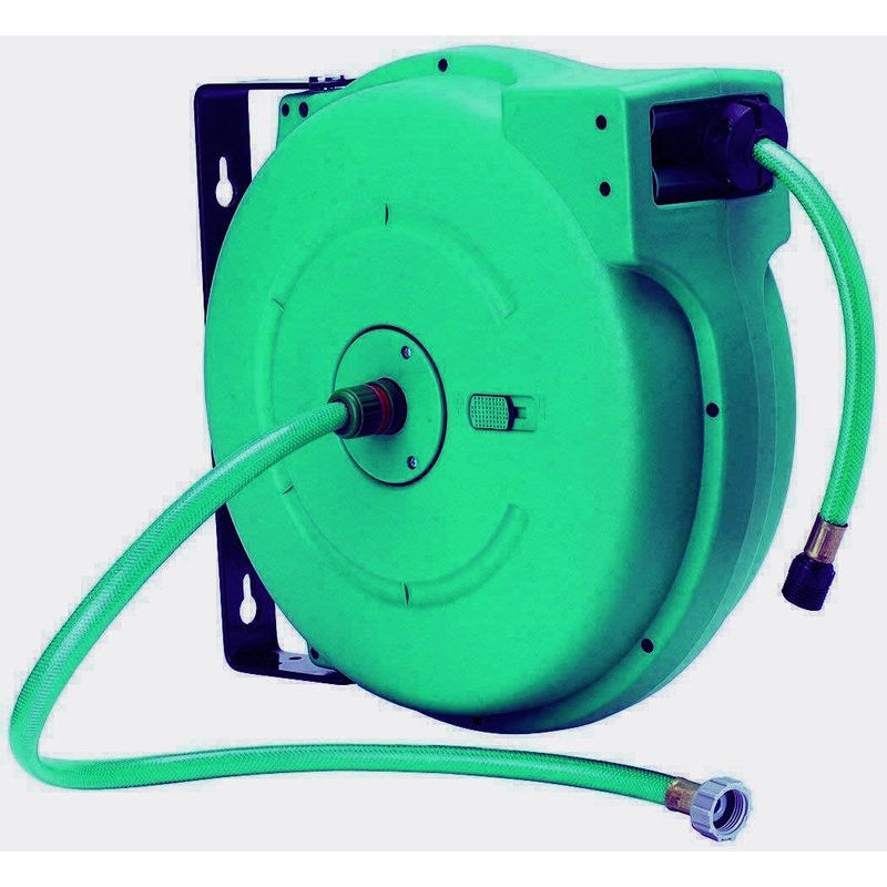 Amflo 550HR-RET Automatic Enclosed Hose Reel With 1/2″ x 65′ Green Garden Hose