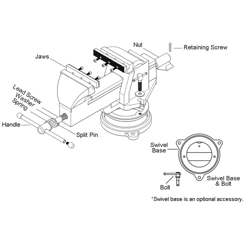 Ductile Iron Series Mechanics Vise Replacement Parts – (VS3A thru VS8A) Lead Screw for VS3A